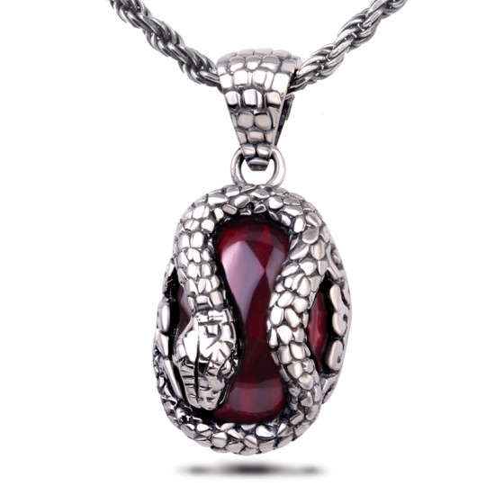 925 Silver Serpent Gemstone Pendant